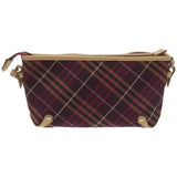 Luxury Burberry Nova Check Shoulder Bag Nylon Red Auth 68194