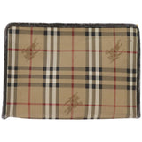 Luxury BurberrySs Nova Check Clutch Bag PVC Beige Auth 68216