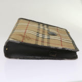 Luxury BurberrySs Nova Check Clutch Bag PVC Beige Auth 68216