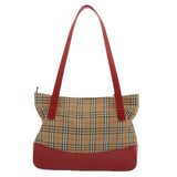 Luxury BurberrySs Nova Check Tote Bag Canvas Beige Red Auth 68740