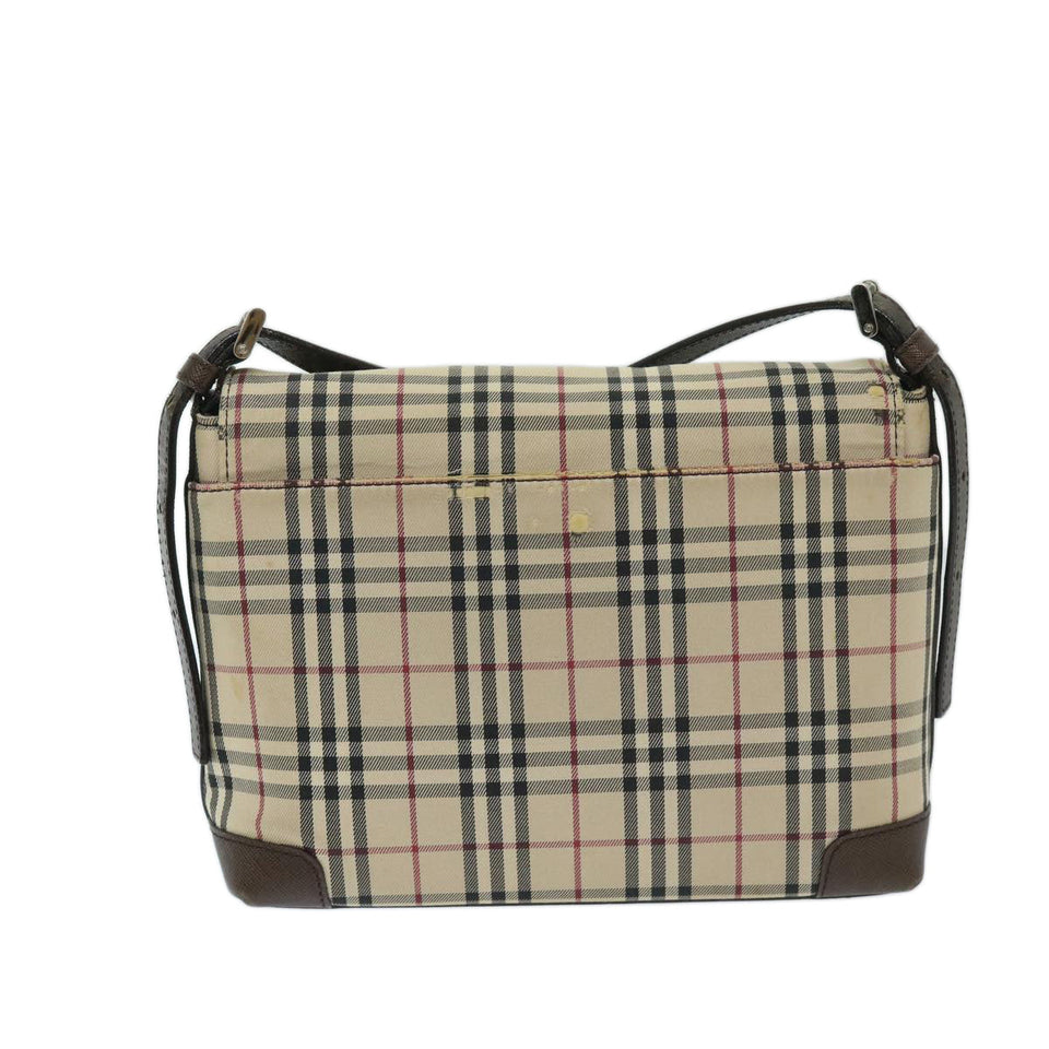 Luxury Burberry Nova Check Shoulder Bag Canvas Beige Brown Auth 68814