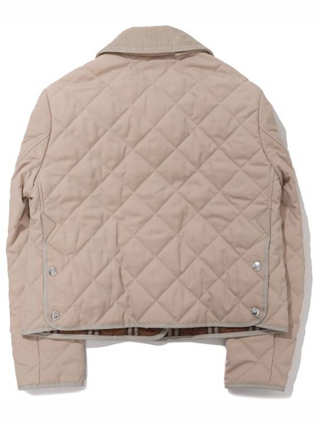 Luxury Burberry Corduroy Collar Diamond Quilted Jacket Soft Fawn