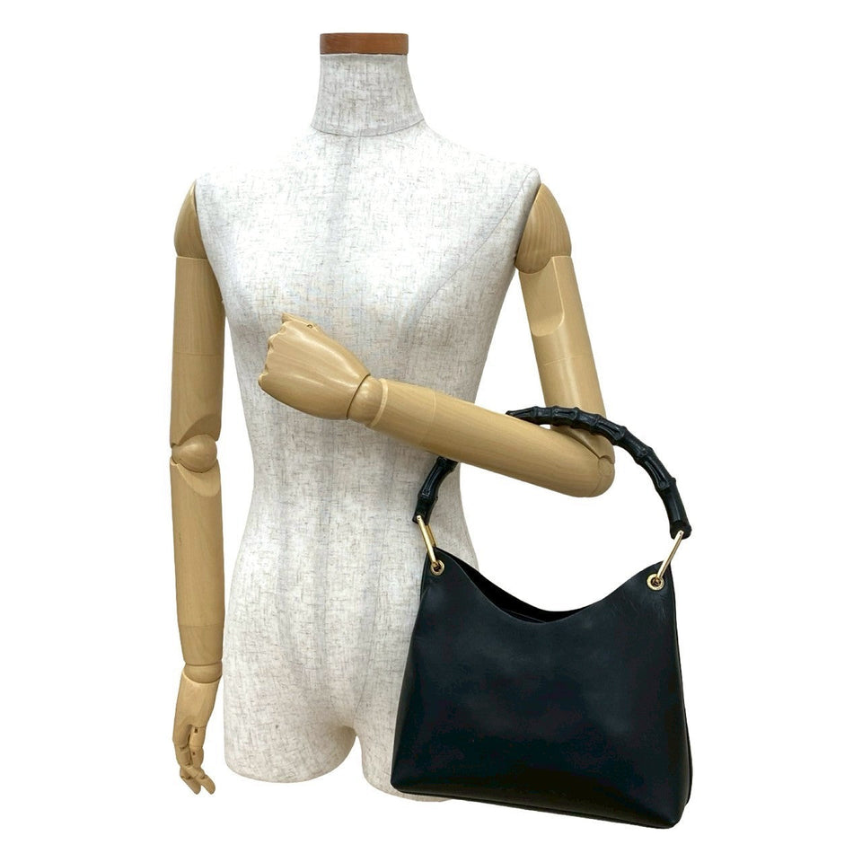 Gucci Handbag leather black Bamboo