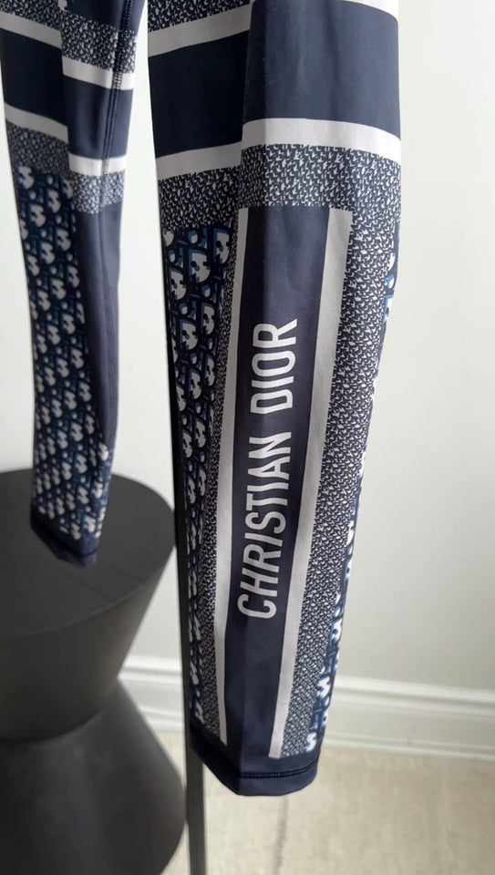 Christian Dior DiorAlps Navy Blue Oblique Logo Leggings - S