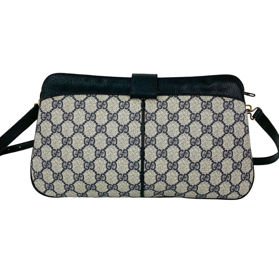 Gucci Shoulder Bag leather Navy Sherry line