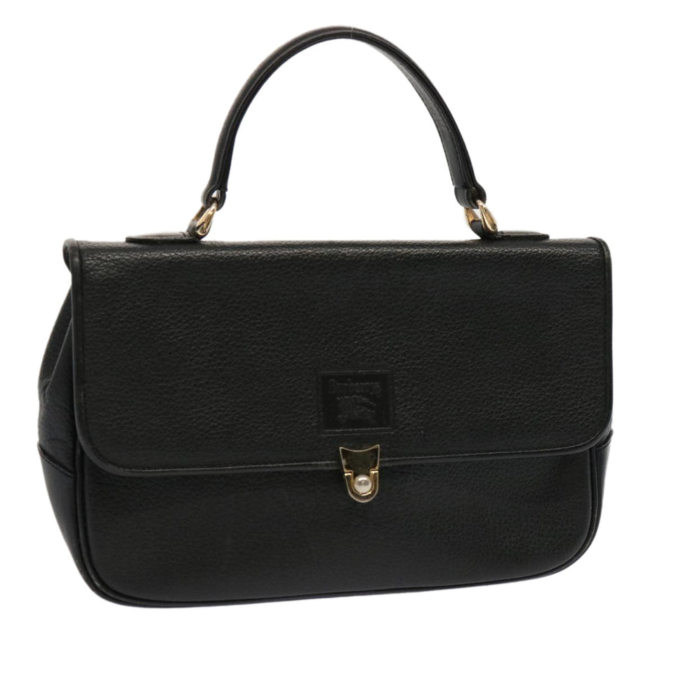 Luxury BurberrySs Hand Bag Leather Black Auth 69546