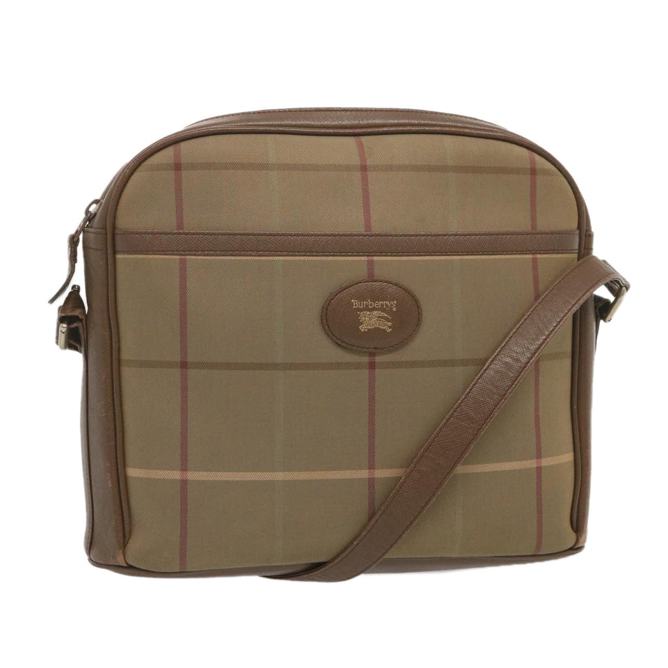 Luxury BurberrySs Nova Check Shoulder Bag Canvas Beige Auth 69572