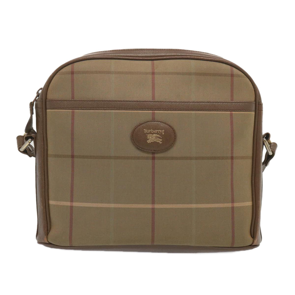 Luxury BurberrySs Nova Check Shoulder Bag Canvas Beige Auth 69572
