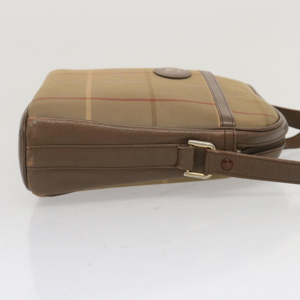 Luxury BurberrySs Nova Check Shoulder Bag Canvas Beige Auth 69572