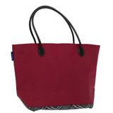 Luxury BurberrySs Blue Label Tote Bag Nylon Red Auth 69693