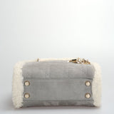 Christian Dior Lady Dior  2020 Mini Suede Shearling Cannage Lady Dior satchel