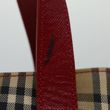 Luxury Burberry Nova Check Tote Bag Canvas Beige Red Auth 69899