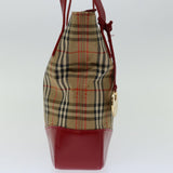 Luxury Burberry Nova Check Tote Bag Canvas Beige Red Auth 69899