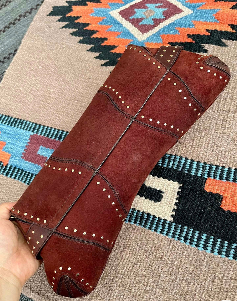 Gucci Horsebit 1955 Chain Suede leather bag in Burgundy with gold studs