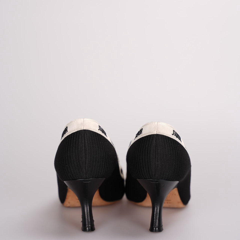Christian Dior Black Canvas J'aDior Pumps Size 37.5D with Beige Insole