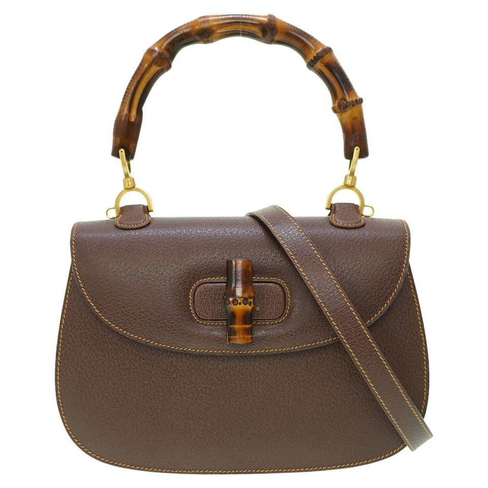 Gucci Handbag leather Brown Bamboo Women