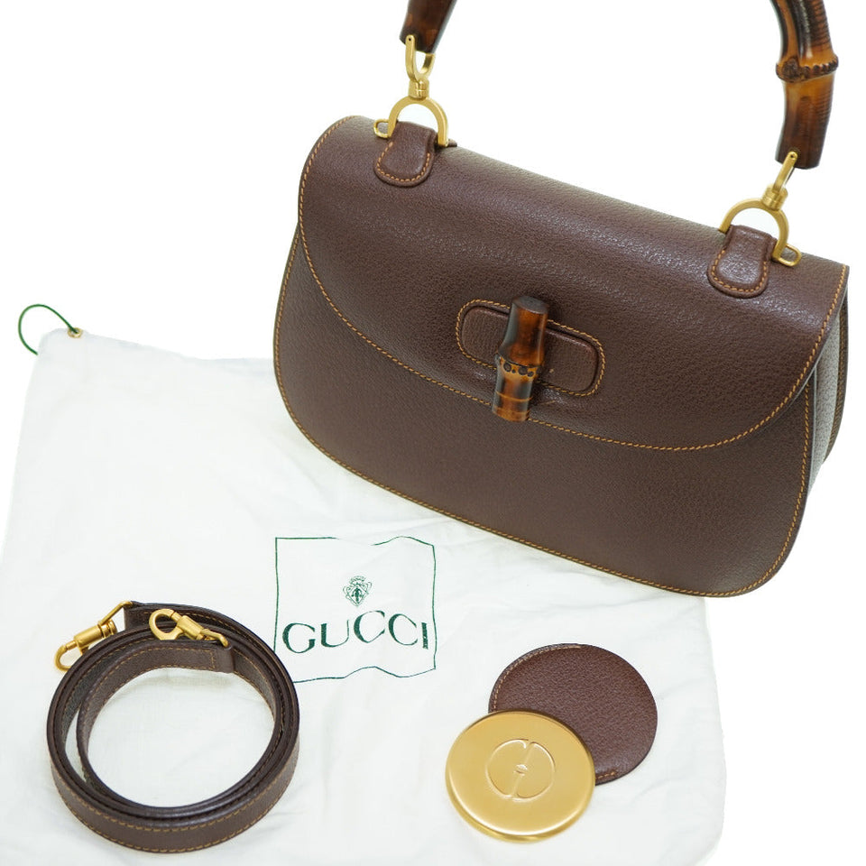 Gucci Handbag leather Brown Bamboo Women
