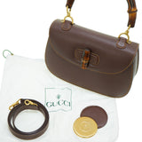 Gucci Handbag leather Brown Bamboo Women