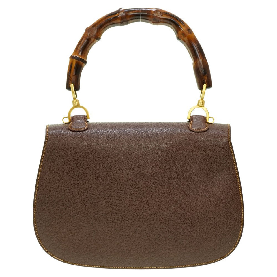 Gucci Handbag leather Brown Bamboo Women