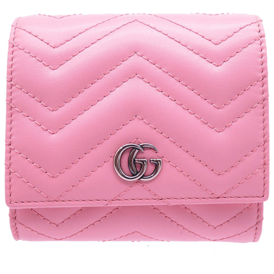 Gucci Bifold Wallet 598629 leather pink Compact wallet GG Marmont Women