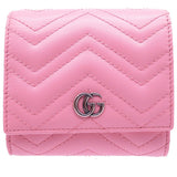 Gucci Bifold Wallet 598629 leather pink Compact wallet GG Marmont Women