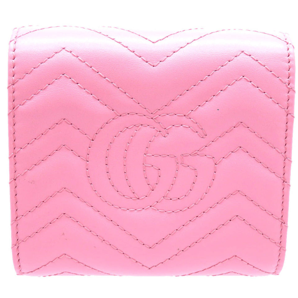 Gucci Bifold Wallet 598629 leather pink Compact wallet GG Marmont Women