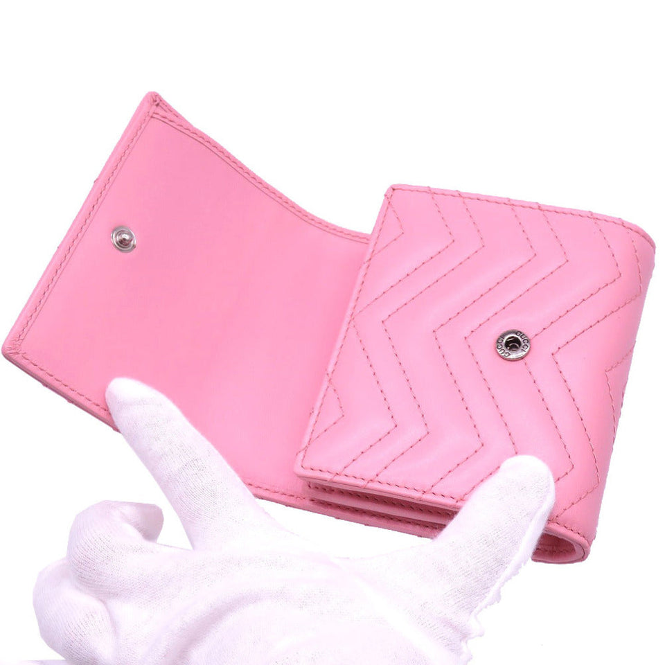 Gucci Bifold Wallet 598629 leather pink Compact wallet GG Marmont Women