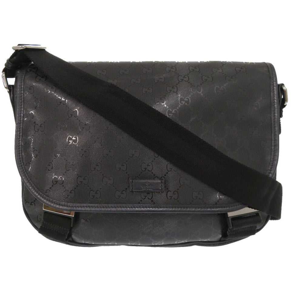 Gucci Shoulder Bag 201732 PVC coated canvas black GG implementation Messenger bag mens