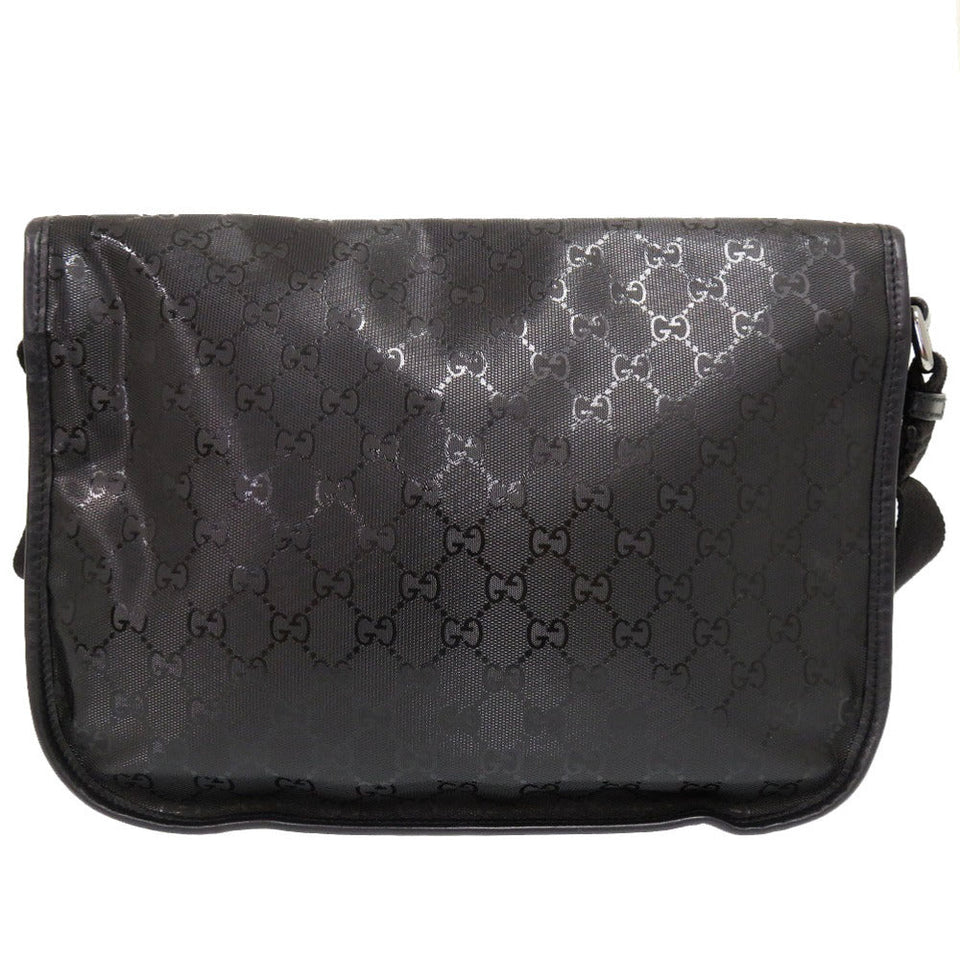 Gucci Shoulder Bag 201732 PVC coated canvas black GG implementation Messenger bag mens
