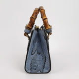 Gucci Diana Mini Blue Snake-skin Leather Bag Bamboo Handle with Strap
