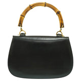 Gucci Handbag leather black Bamboo Women
