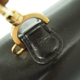 Gucci Handbag leather black Bamboo Women