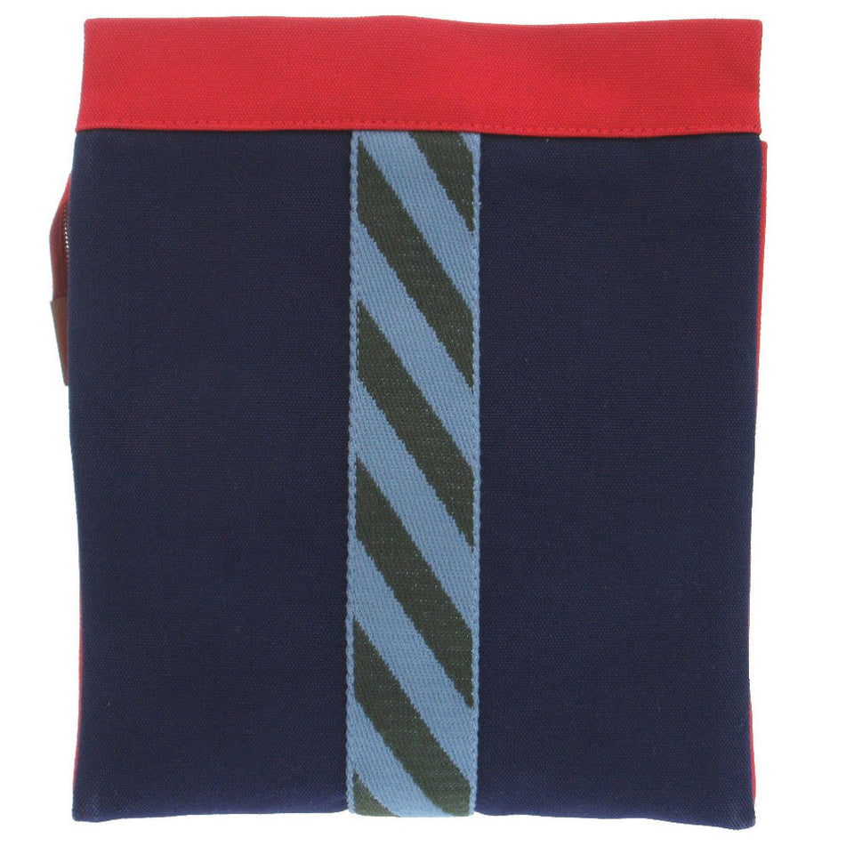 Hermes Clutch bag 456116 Canvas, Cotton Navy Jimetu Jumping High Case mens