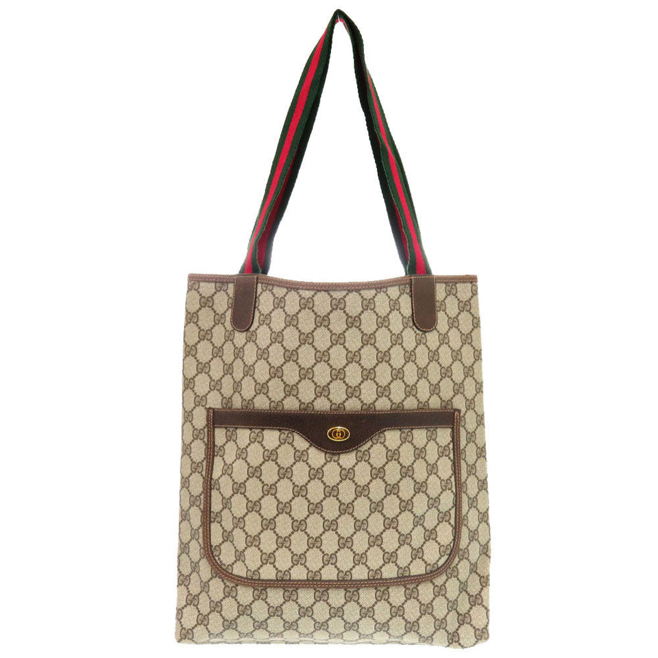 Gucci Tote Bag 39 002 4487 PVC beige Old Gucci Shelly GG mens