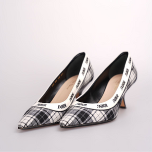 Dior Canvas Ribbon Tartan Print Embroidered J'ADior Pumps