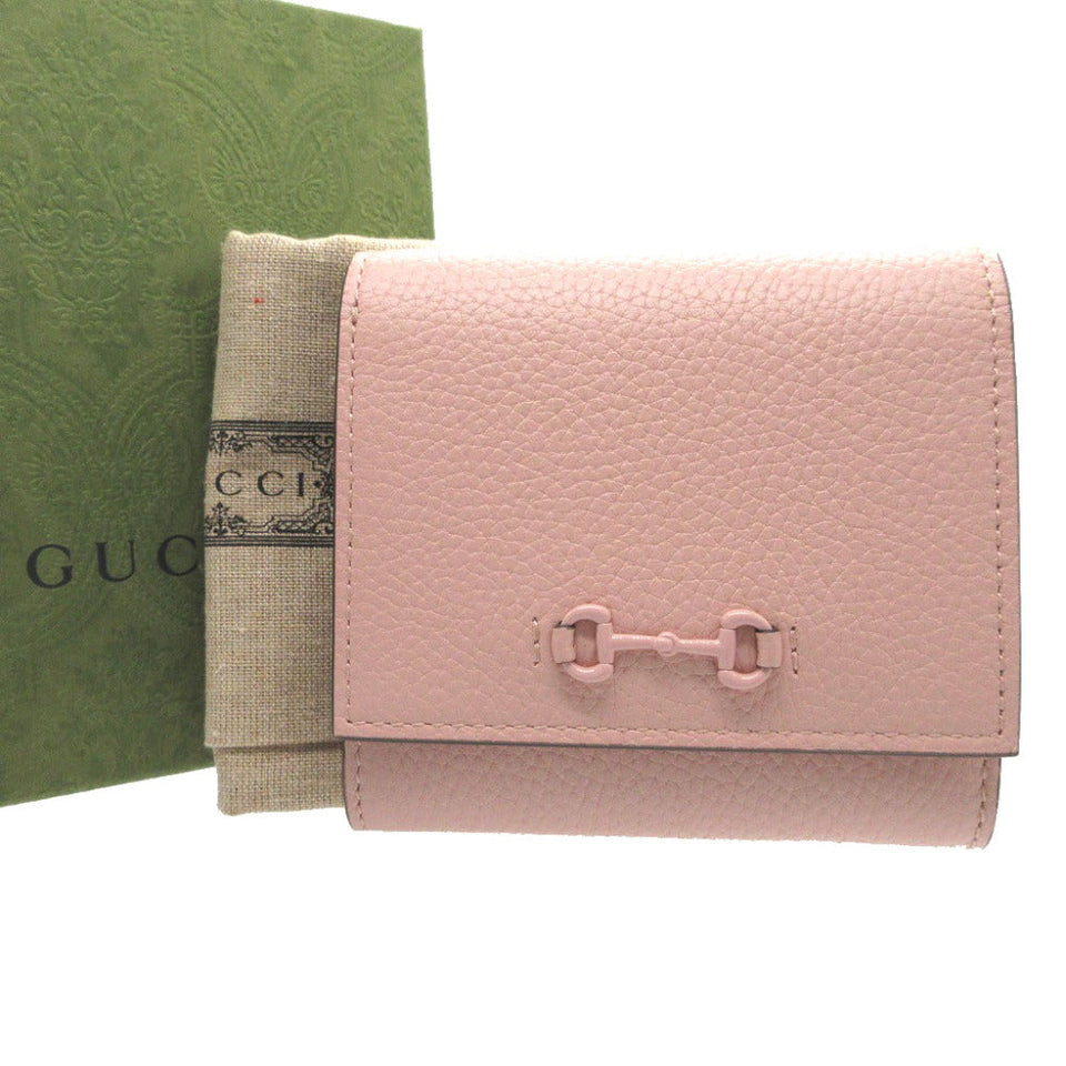 Gucci Bifold Wallet 745981 leather pink Compact wallet Horsebit Women