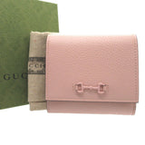 Gucci Bifold Wallet 745981 leather pink Compact wallet Horsebit Women