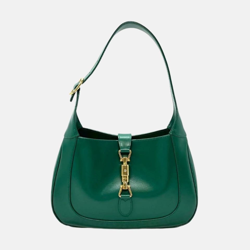 Gucci Jackie 1961 Green Leather Bag Small with Adjustable Strap