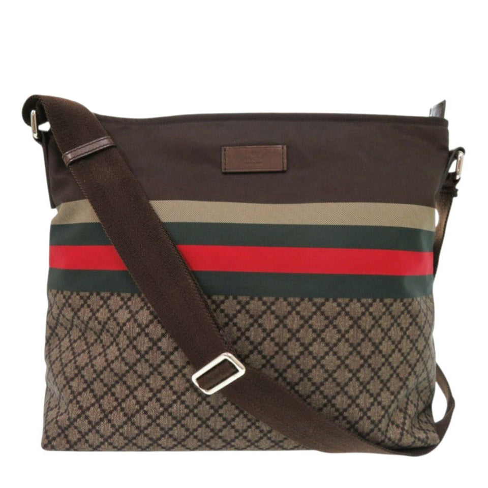 Gucci Shoulder Bag 270410 Nylon, Leather Brown Diamante Sherry Line