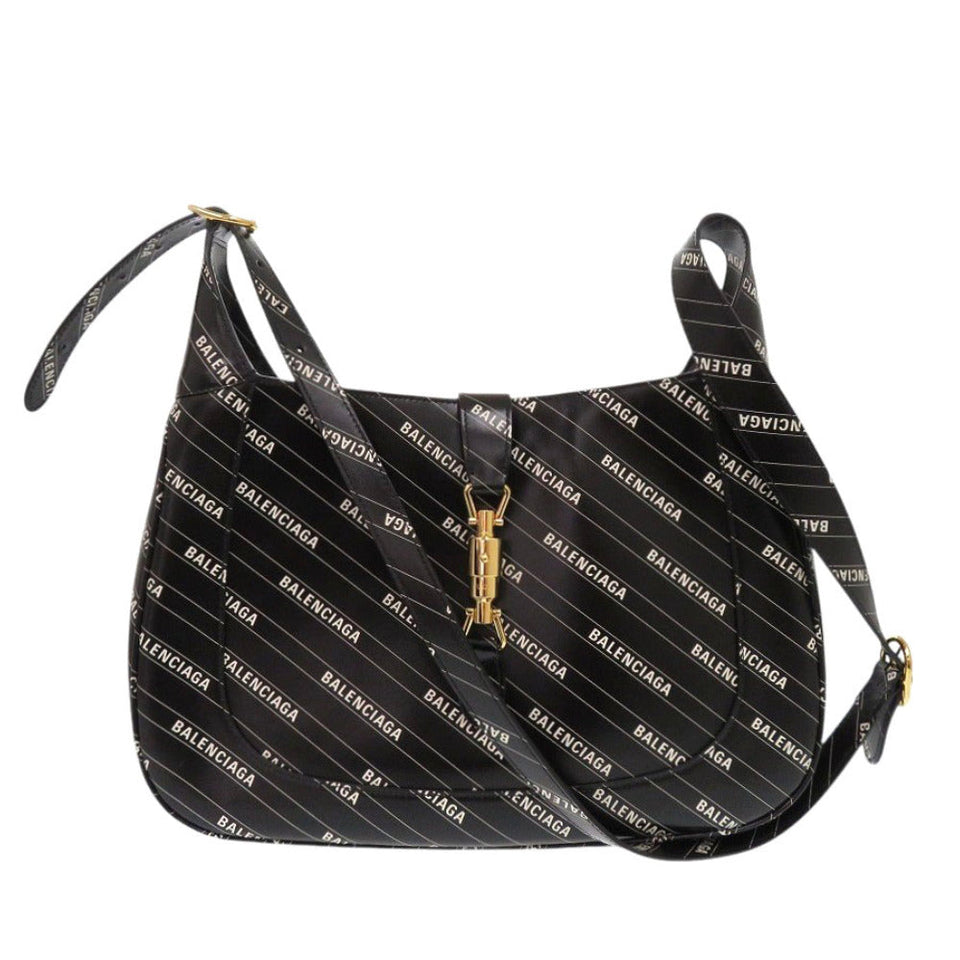 Gucci Shoulder Bag 636712 leather black The Hacker Project Balenciaga Collaboration Jackie 1961