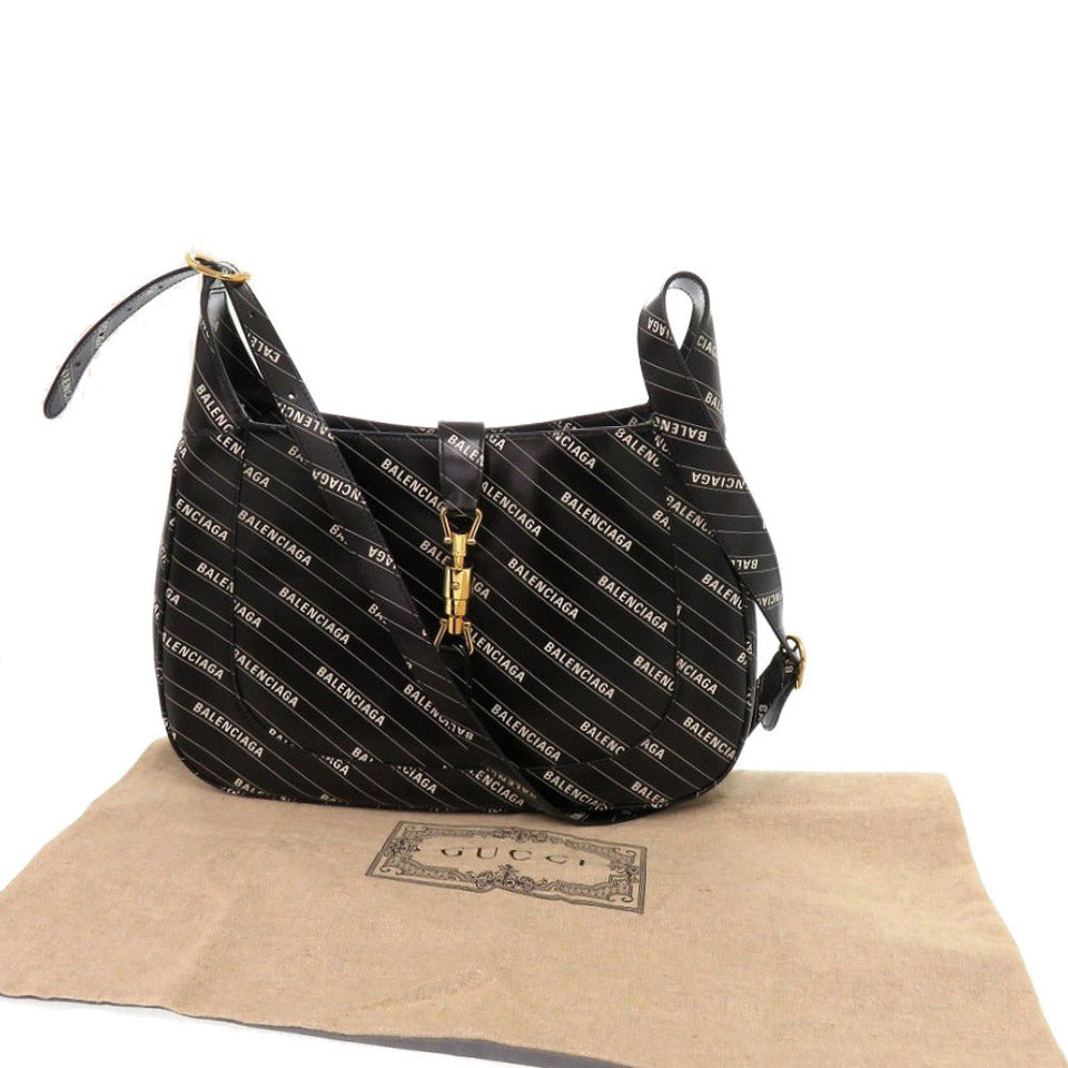 Gucci Shoulder Bag 636712 leather black The Hacker Project Balenciaga Collaboration Jackie 1961