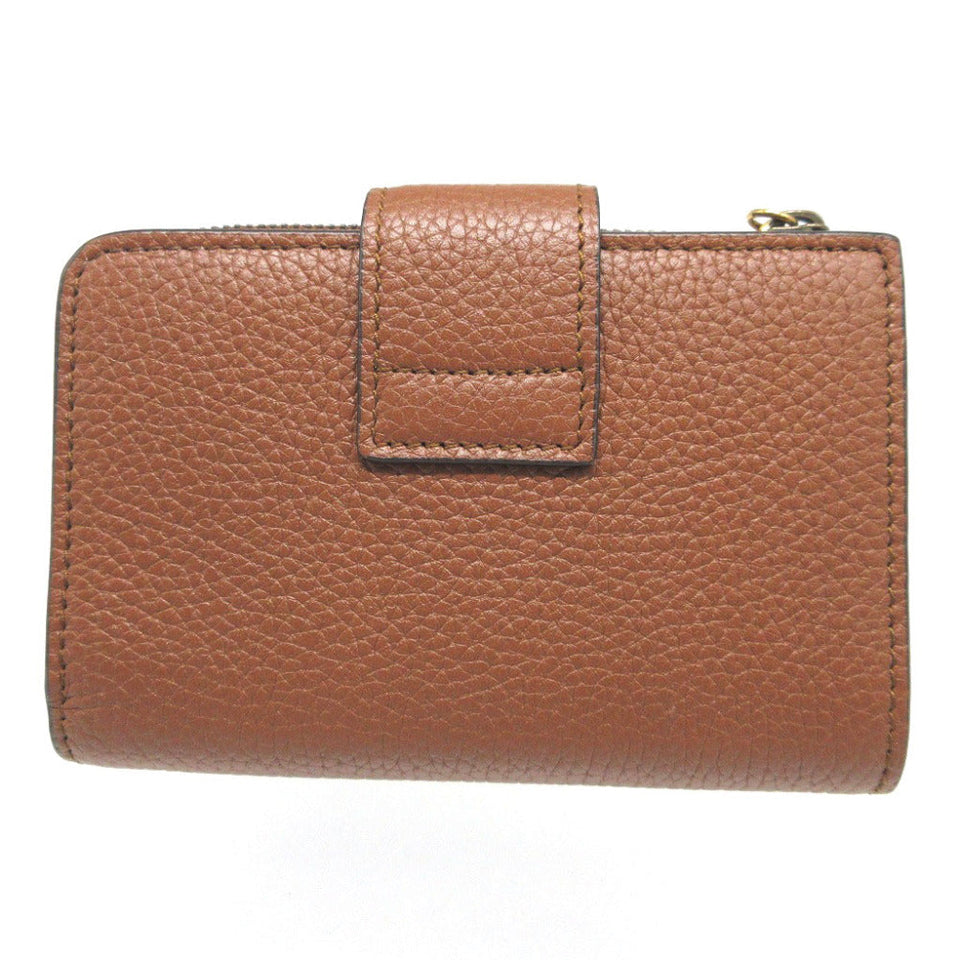 Gucci Bifold Wallet 739498 leather Brown Bamboo Medium Wallet Double G Women