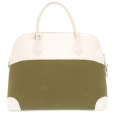 Hermes Handbag Toile Gibessire, Vaux Swift khaki Bored 37 Women