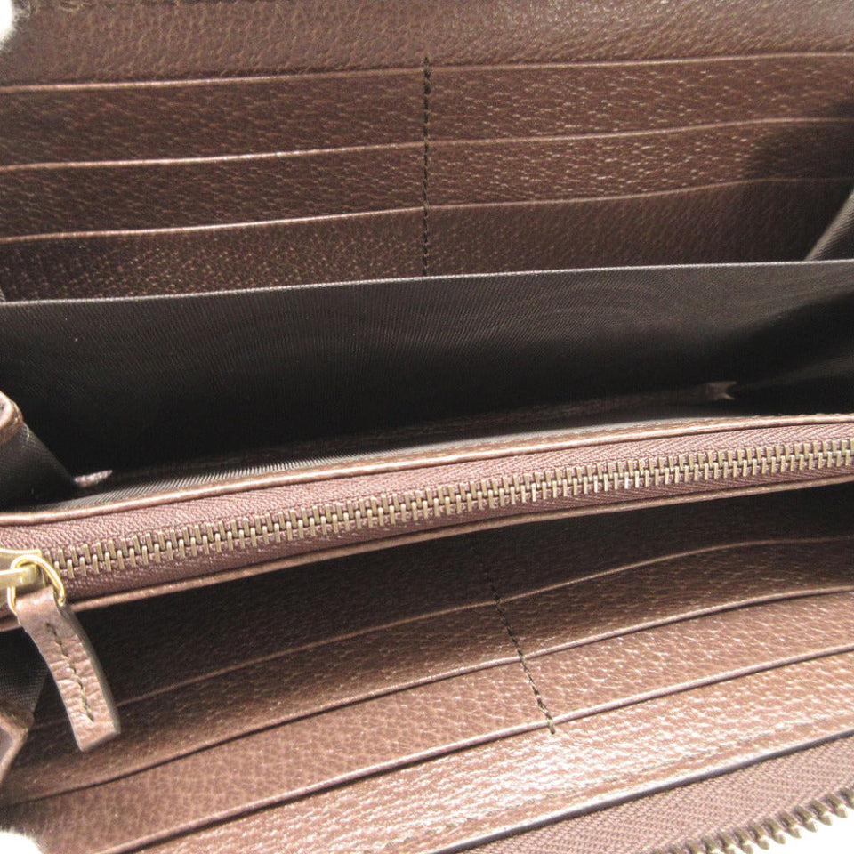 Gucci Long Wallet Purse 658634 GG Supreme, Leather beige Zip Around Bamboo Diana unisex(Unisex)