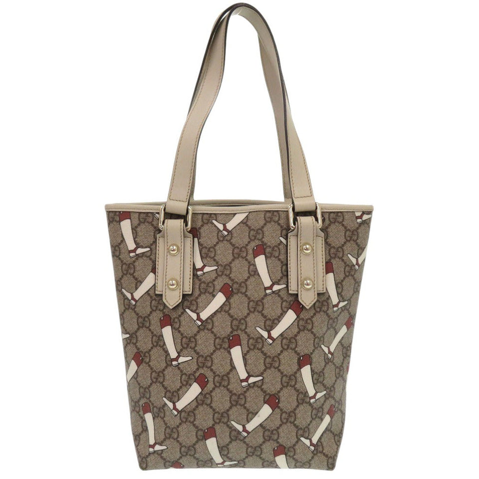 Gucci Tote Bag GG Supreme Brown GG Pattern Tote Bag PVC BootsPattern Women
