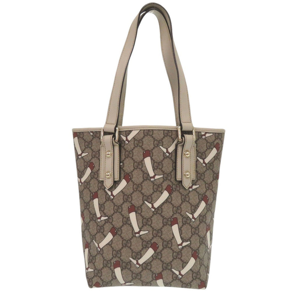 Gucci Tote Bag GG Supreme Brown GG Pattern Tote Bag PVC BootsPattern Women