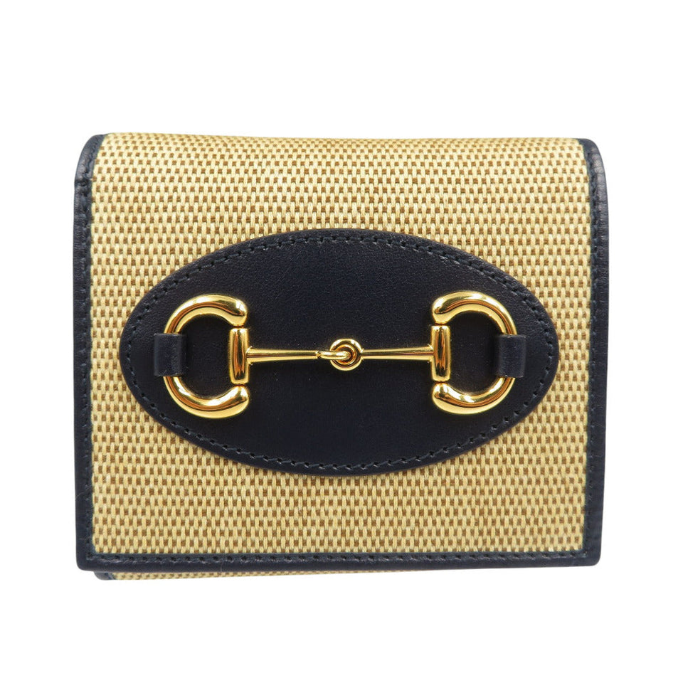Gucci Bifold Wallet 621891 Canvas, Leather beige Horsebit Women