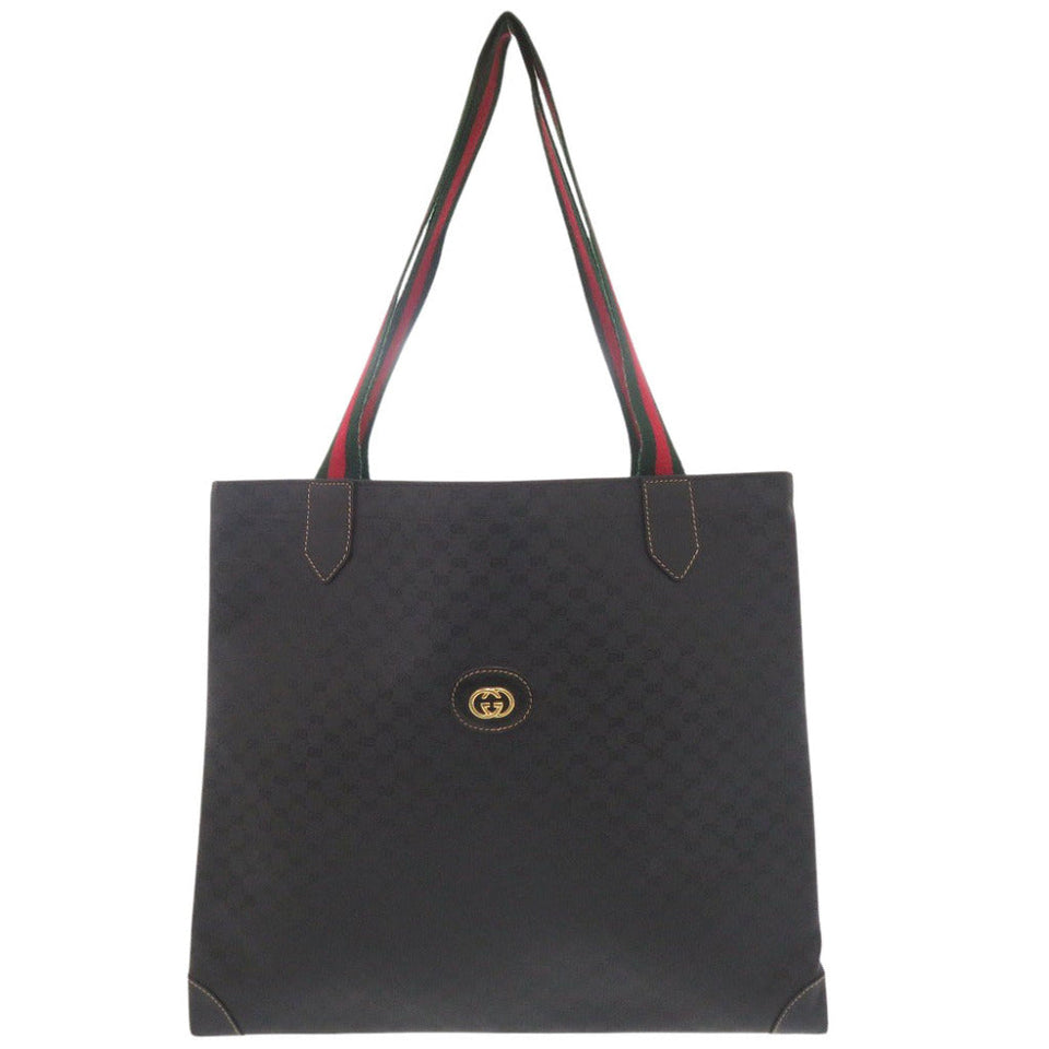 Gucci Tote Bag 002-63-0048 PVC black Old Gucci Sherry Line Micro GG Women