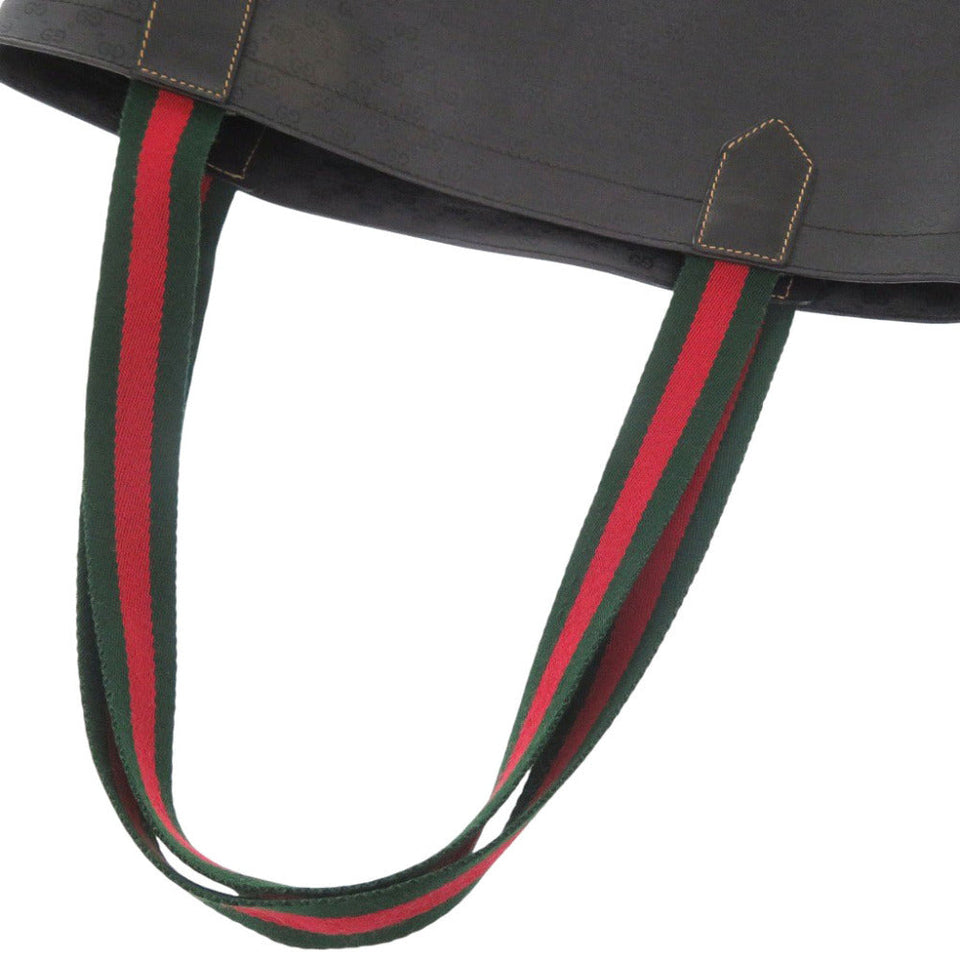 Gucci Tote Bag 002-63-0048 PVC black Old Gucci Sherry Line Micro GG Women