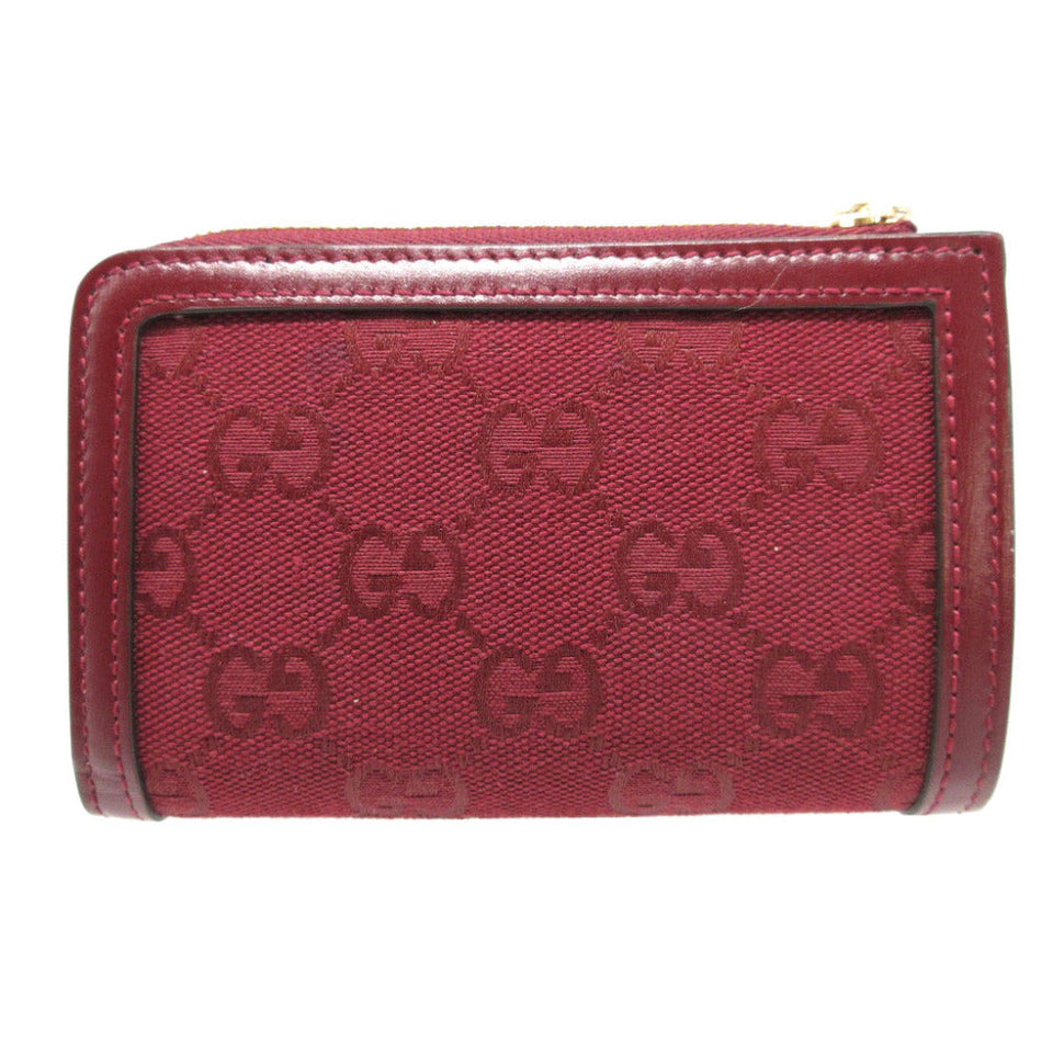 Gucci Bifold Wallet 790036 GG canvas, leather Bordeaux L-shaped zipper compact wallet Women